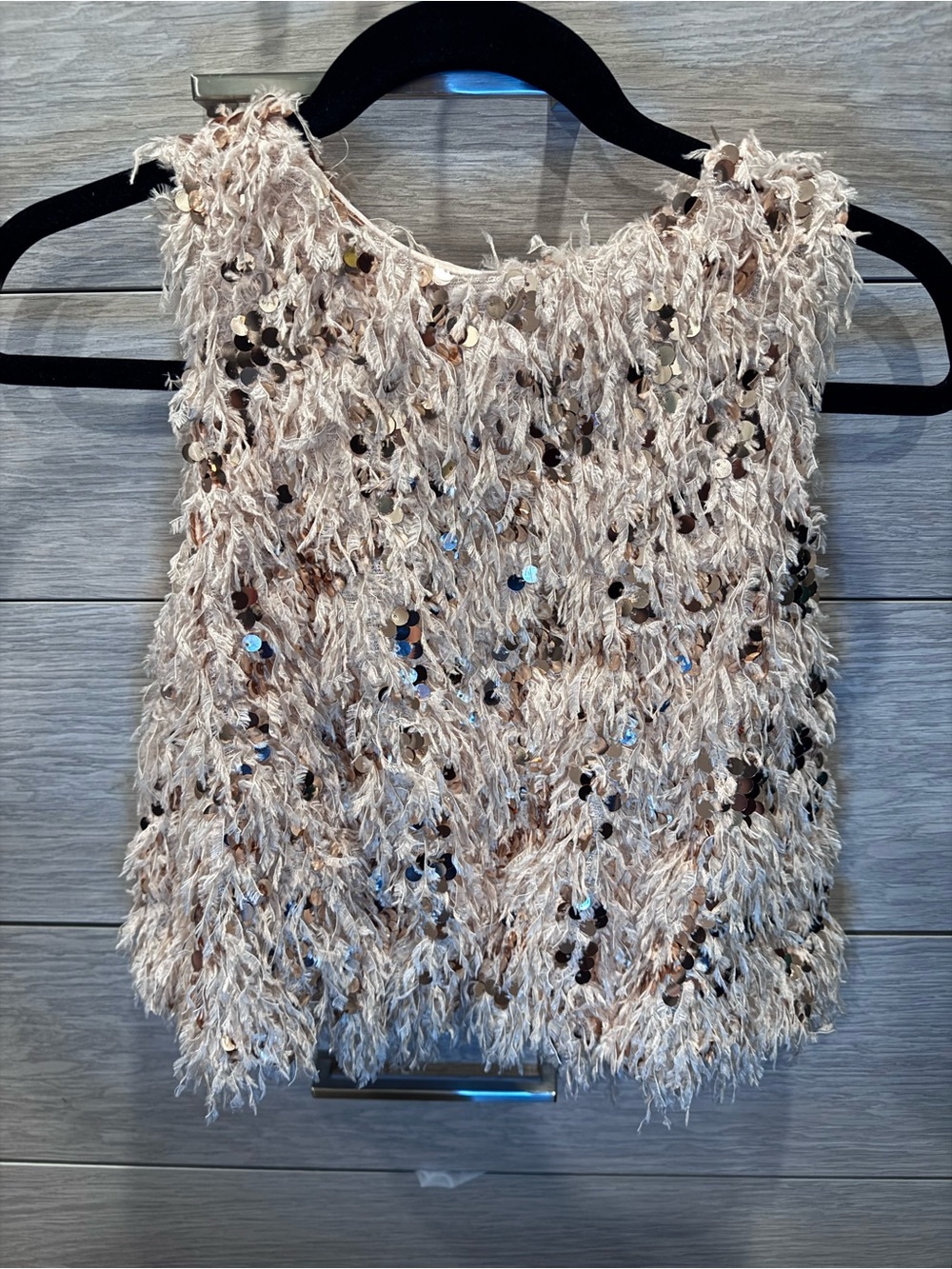 ZARA light pinkSequin Fringe Tank Top